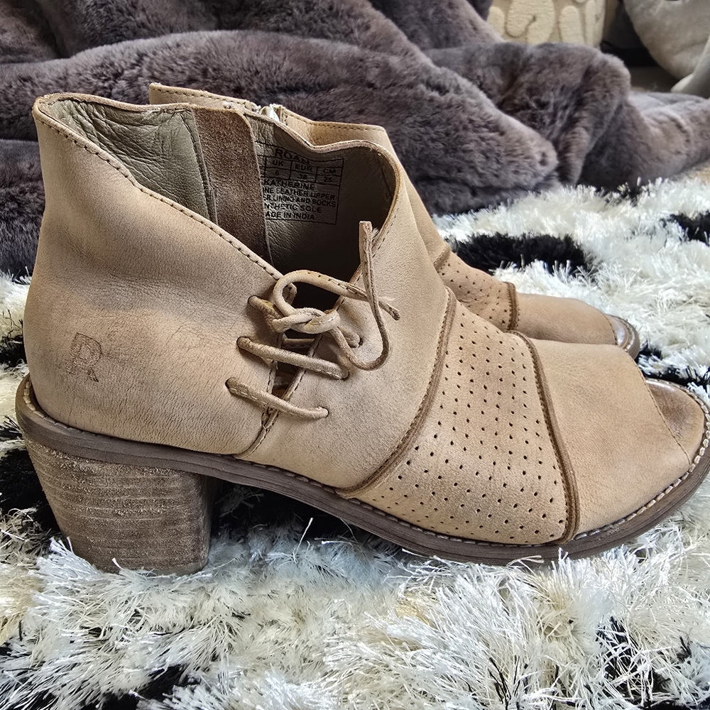 Leather Open Toe Booties
